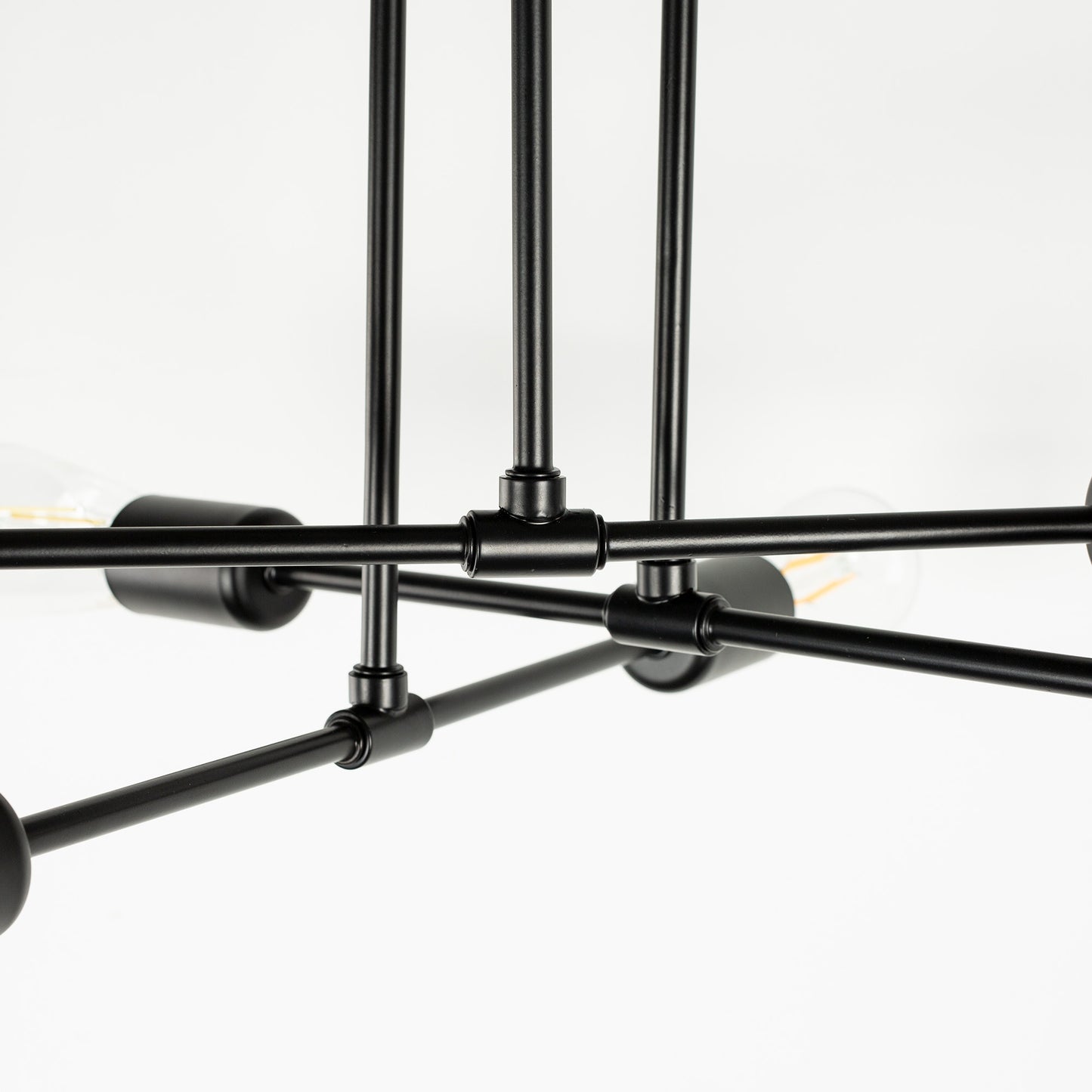 YANSUN 16 in. 6-Light Black Sputnik Modern Linear Semi Flush Mount