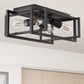 11.41 in. 4-Light Industrial Caged Flush Mount , Metal Black Square Ceiling Light Fixtures for Kitchen Island