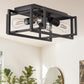 11.41 in. 4-Light Industrial Caged Flush Mount , Metal Black Square Ceiling Light Fixtures for Kitchen Island