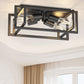 11.41 in. 4-Light Industrial Caged Flush Mount , Metal Black Square Ceiling Light Fixtures for Kitchen Island
