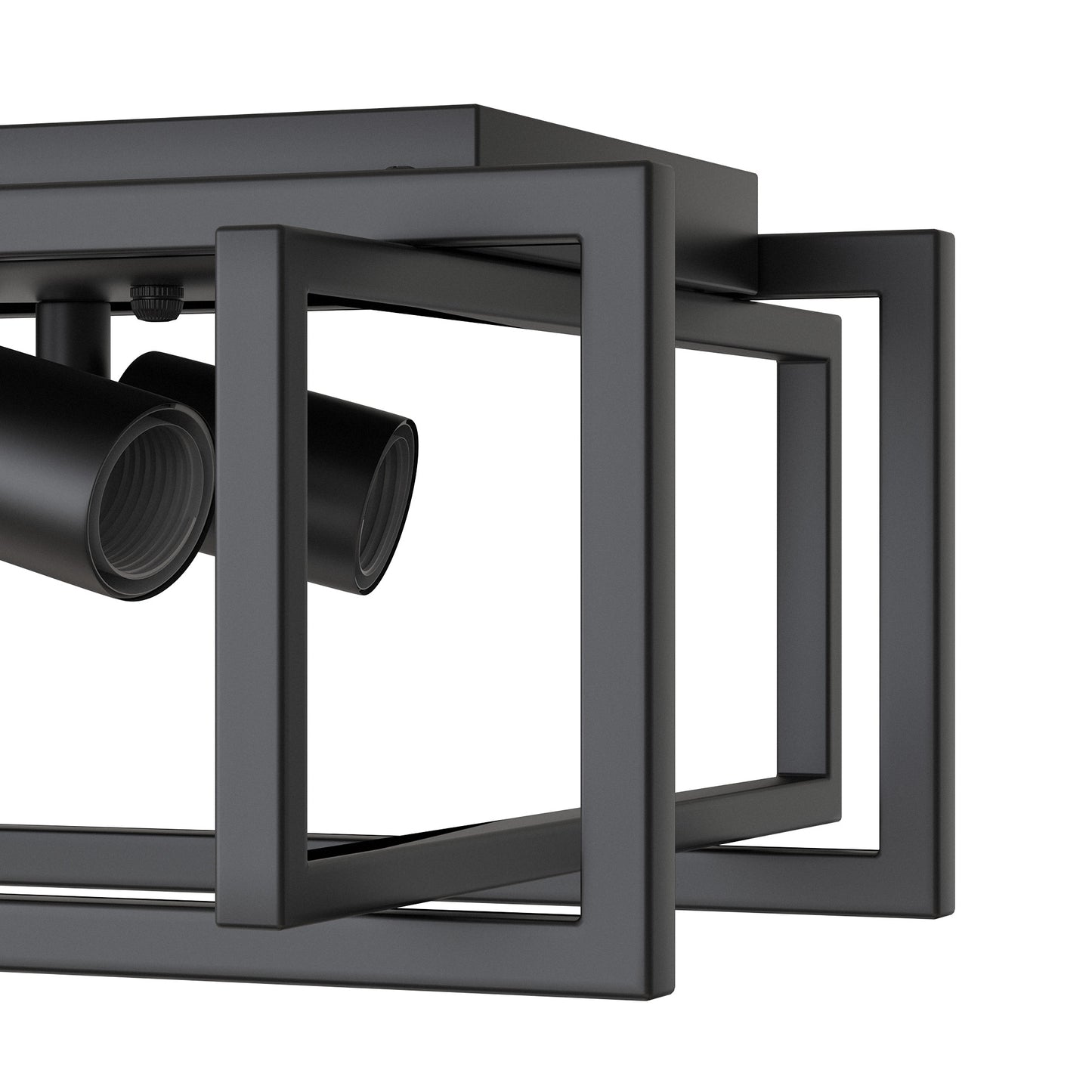 11.41 in. 4-Light Industrial Caged Flush Mount , Metal Black Square Ceiling Light Fixtures for Kitchen Island