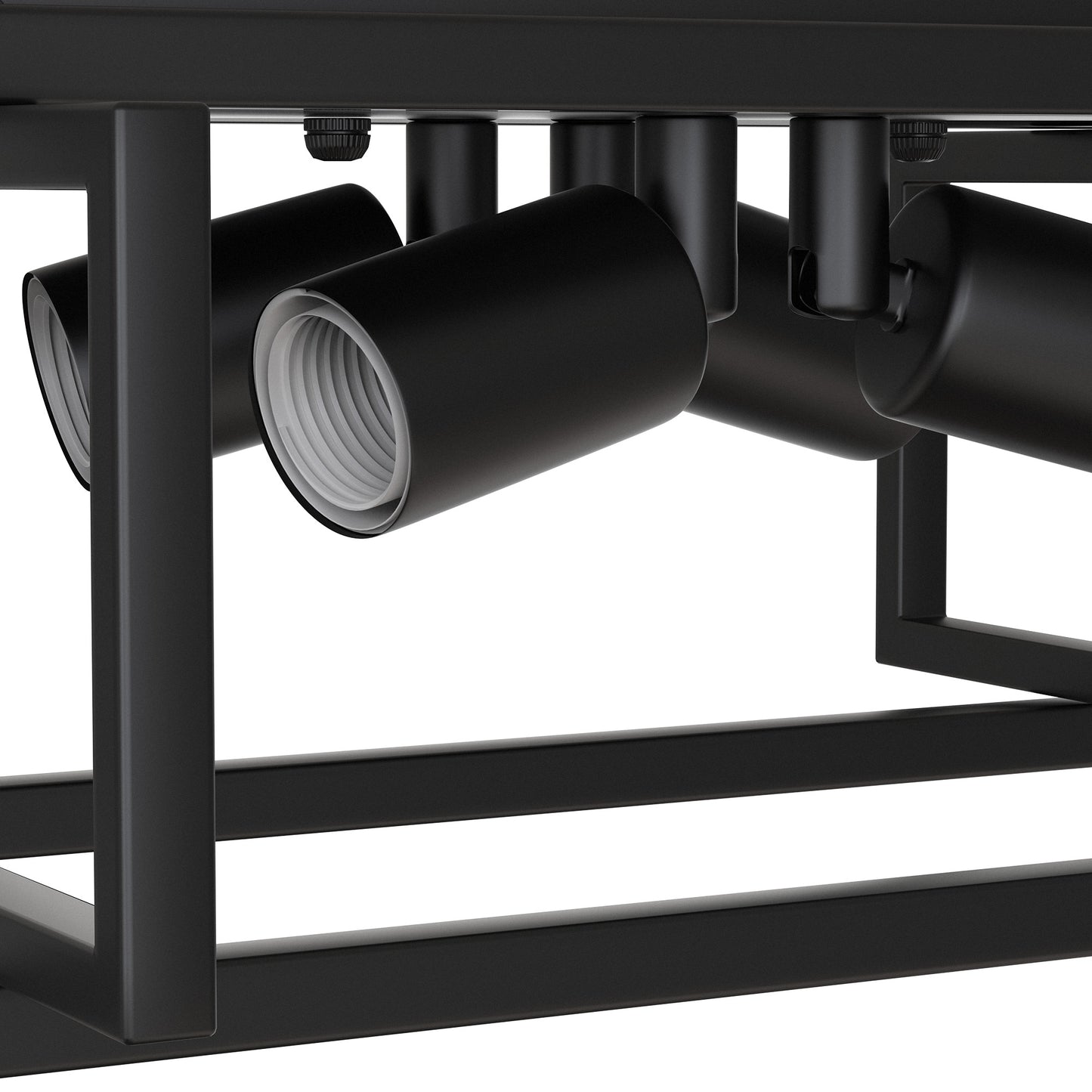 11.41 in. 4-Light Industrial Caged Flush Mount , Metal Black Square Ceiling Light Fixtures for Kitchen Island
