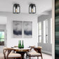 Flush Mount Ceiling Light Fixture, Black Metal Frame Ceiling Light Fixture with Clear Glass Shade, Farmhouse Light Fixture for Kitchen Island Entryway Porch Foyer Dining Room