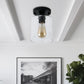 YANSUN Retro 5.51 in. 1-Light Black Vintage Semi-Flush Mount with Clear Glass Shade and No Bulb Included