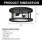 YANSUN 2-Light 12.6 in. Matte Black Drum Flush Mount Ceiling Light