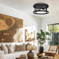 YANSUN 2-Light 12.6 in. Matte Black Drum Flush Mount Ceiling Light