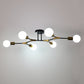 35 in. 6-Light Black and Gold Modern Sputnik Semi-Flush Mount, for Bedroom Living Room Hallway