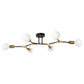 35 in. 6-Light Black and Gold Modern Sputnik Semi-Flush Mount, for Bedroom Living Room Hallway