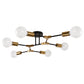 35 in. 6-Light Black and Gold Modern Sputnik Semi-Flush Mount, for Bedroom Living Room Hallway