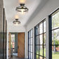 YANSUN 12 in. 1-Light Black Semi-Flush Mount Ceiling Light with Clear Glass Shade for Bedroom Foyer (1-Pack)