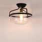 YANSUN 12 in. 1-Light Black Semi-Flush Mount Ceiling Light with Clear Glass Shade for Bedroom Foyer (1-Pack)