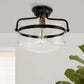 YANSUN 12 in. 1-Light Black Semi-Flush Mount Ceiling Light with Clear Glass Shade for Bedroom Foyer (1-Pack)