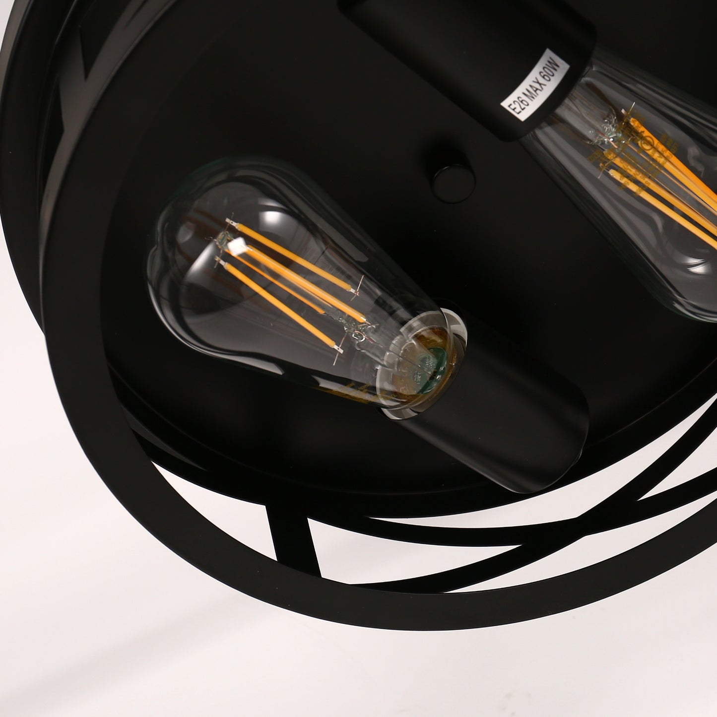 YANSUN 11 in. Black Industrial Metal Frame Flush Mount Ceiling Light with Drum Metal Cage Shade E26 Base (Bulbs Not Included)