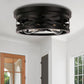 YANSUN 11 in. Black Industrial Metal Frame Flush Mount Ceiling Light with Drum Metal Cage Shade E26 Base (Bulbs Not Included)