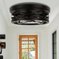 11 in. 2-Light Black Farmhouse Flush Mount with Drum Metal Cage Shade for Entryway Bedroom (2-Pack)