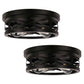 11 in. 2-Light Black Farmhouse Flush Mount with Drum Metal Cage Shade for Entryway Bedroom (2-Pack)