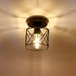 6 in. 1-Light Black Industrial Semi-Flush Mount Ceiling Light with Metal Cage Shade for Porch Hallway