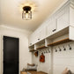 6 in. 1-Light Black Industrial Semi-Flush Mount Ceiling Light with Metal Cage Shade for Porch Hallway