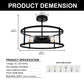 17 in. 4-Light Black Industria Caged Drum Ceiling Semi-Flush Mount Light for Kitchen Island Dining Room