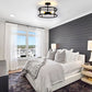 17 in. 4-Light Black Industria Caged Drum Ceiling Semi-Flush Mount Light for Kitchen Island Dining Room