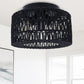 YANSUN 11.8 in.3-Light Black Flush Mount Ceiling Light with Hand-Woven Cage Shade for Hallway Bedroom