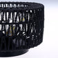 YANSUN 11.8 in.3-Light Black Flush Mount Ceiling Light with Hand-Woven Cage Shade for Hallway Bedroom