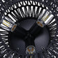 YANSUN 11.8 in.3-Light Black Flush Mount Ceiling Light with Hand-Woven Cage Shade for Hallway Bedroom