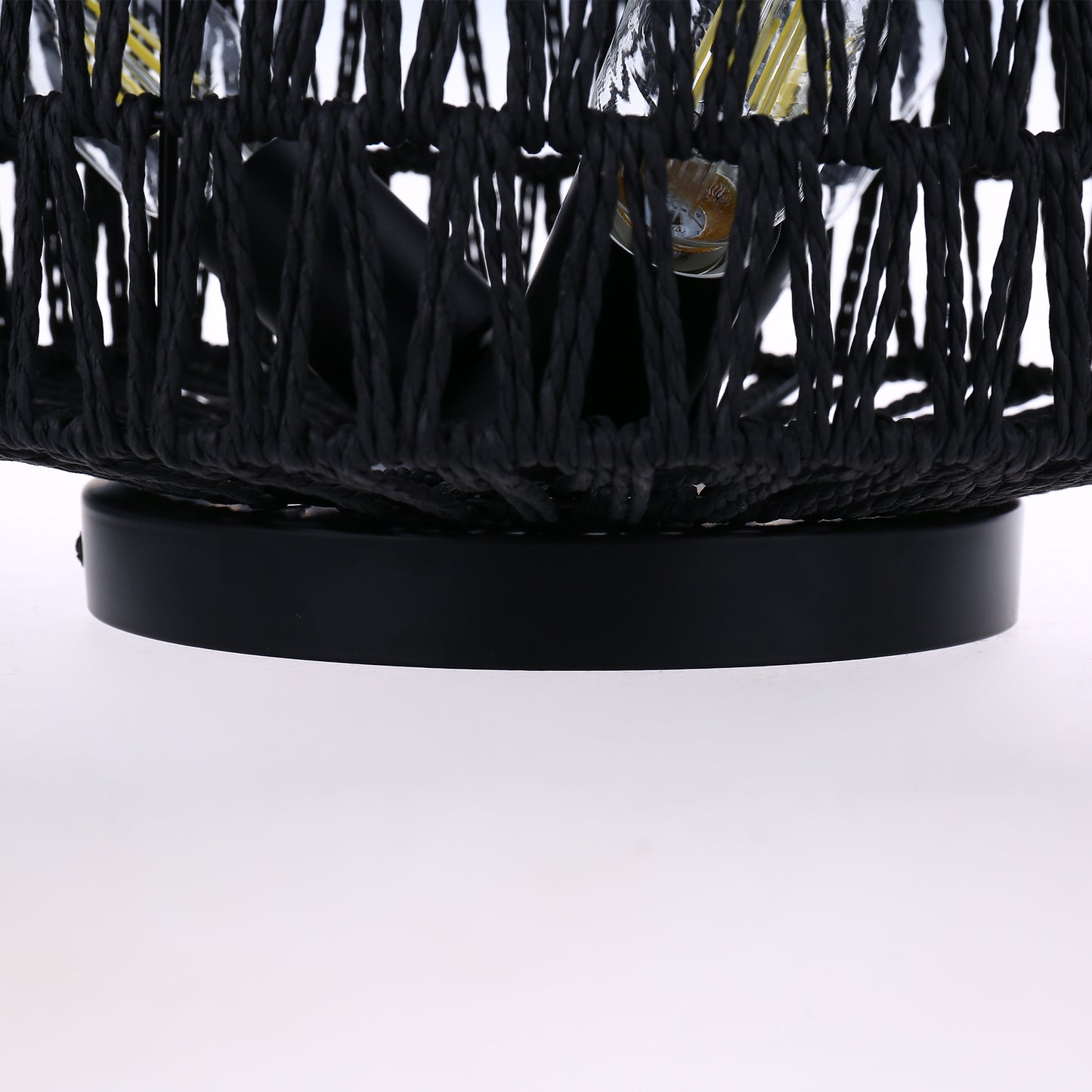 YANSUN 11.8 in.3-Light Black Flush Mount Ceiling Light with Hand-Woven Cage Shade for Hallway Bedroom