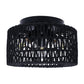 11.8 in. 3-Light Black Rattan Flush Mount Ceiling Light with Hand-Woven Cage Shaded for Hallway Bedroom
