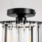 10 in. 1-Light Black Modern Semi-Flush Mount with Crystal Shade and No Bulbs Included