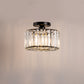 10 in. 1-Light Black Modern Semi-Flush Mount with Crystal Shade and No Bulbs Included