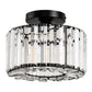 10 in. 1-Light Black Modern Semi-Flush Mount with Crystal Shade and No Bulbs Included