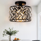 8 in. 1-Light Black Modern Semi-Flush Mount with Shade and No Bulbs Included