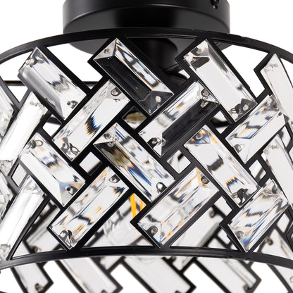 8 in. 1-Light Black Modern Semi-Flush Mount with Shade and No Bulbs Included