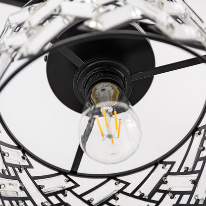 8 in. 1-Light Black Modern Semi-Flush Mount with Shade and No Bulbs Included