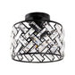 8 in. 1-Light Black Modern Semi-Flush Mount with Shade and No Bulbs Included