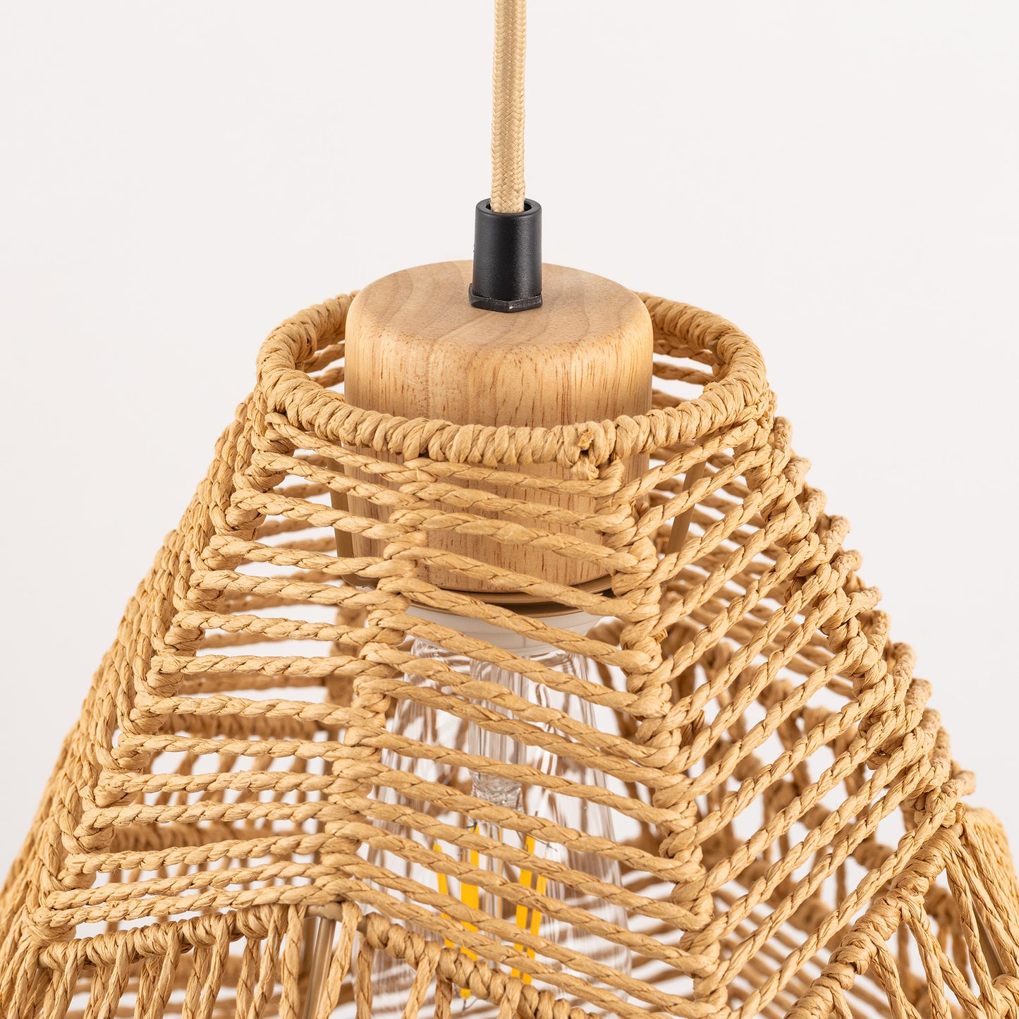 YANSUN Farmhouse 1-Light Woven Rope Pendant Light with Teardrop Shade, E26 Base Hanging Fixture No Bulb Included