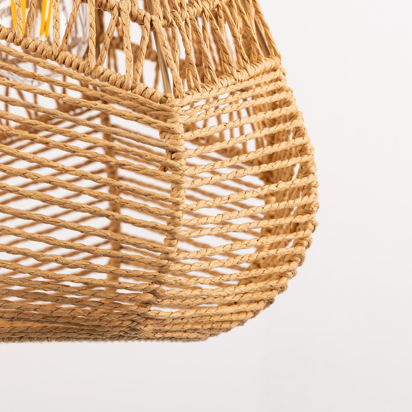 YANSUN Farmhouse 1-Light Woven Rope Pendant Light with Teardrop Shade, E26 Base Hanging Fixture No Bulb Included