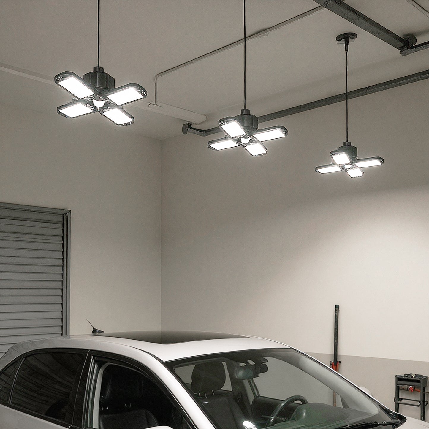 YANSUN 4-Pack 60W LED Garage Light E26 Deformable 4-Leaf Ceiling Light 3000LM 6500K Shop Basement Workshop Lighting Fixture
