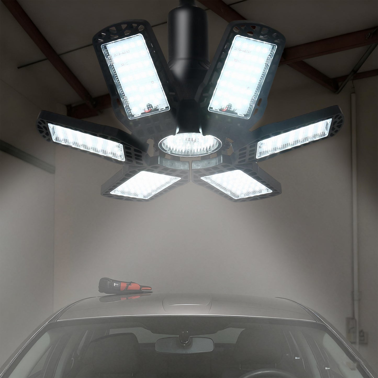 YANSUN 6-Blade E26 LED Garage Light, 48W (Equivalent to 281W), 6500K White Light, 110-265V