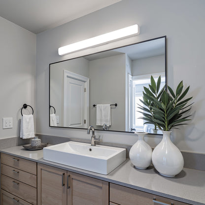 YANSUN 24 W LED Bathroom Vanity Light with White Linear Bar Design, Integrated Light Source Wall Mounted Fixture