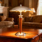 YANSUN 2-Light Table Lamp with Wood Base, Chrome Finish, Retro Flying Saucer Design, E12 Candelabra Sockets