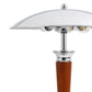 YANSUN 2-Light Table Lamp with Wood Base, Chrome Finish, Retro Flying Saucer Design, E12 Candelabra Sockets