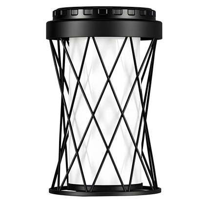 YANSUN Diamond Double-Layer Iron Frame Floor Lamp with 1W Monocrystalline Solar Panel, IP45, Black Finish, White & Warm Light