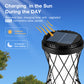 YANSUN Diamond Double-Layer Iron Frame Floor Lamp with 1W Monocrystalline Solar Panel, IP45, Black Finish, White & Warm Light