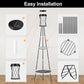 YANSUN Diamond Double-Layer Iron Frame Floor Lamp with 1W Monocrystalline Solar Panel, IP45, Black Finish, White & Warm Light