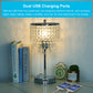 YANSUN Modern 1-Light Crystal Dimmable Table Lamp with Dual USB Charging and Rotary Switch (Light bulbs not included)