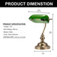 YANSUN 14 in. Vintage Retro Metal Table Lamp with Green Glass Shade, E26 Base for Bedroom, Living Room, and Dining