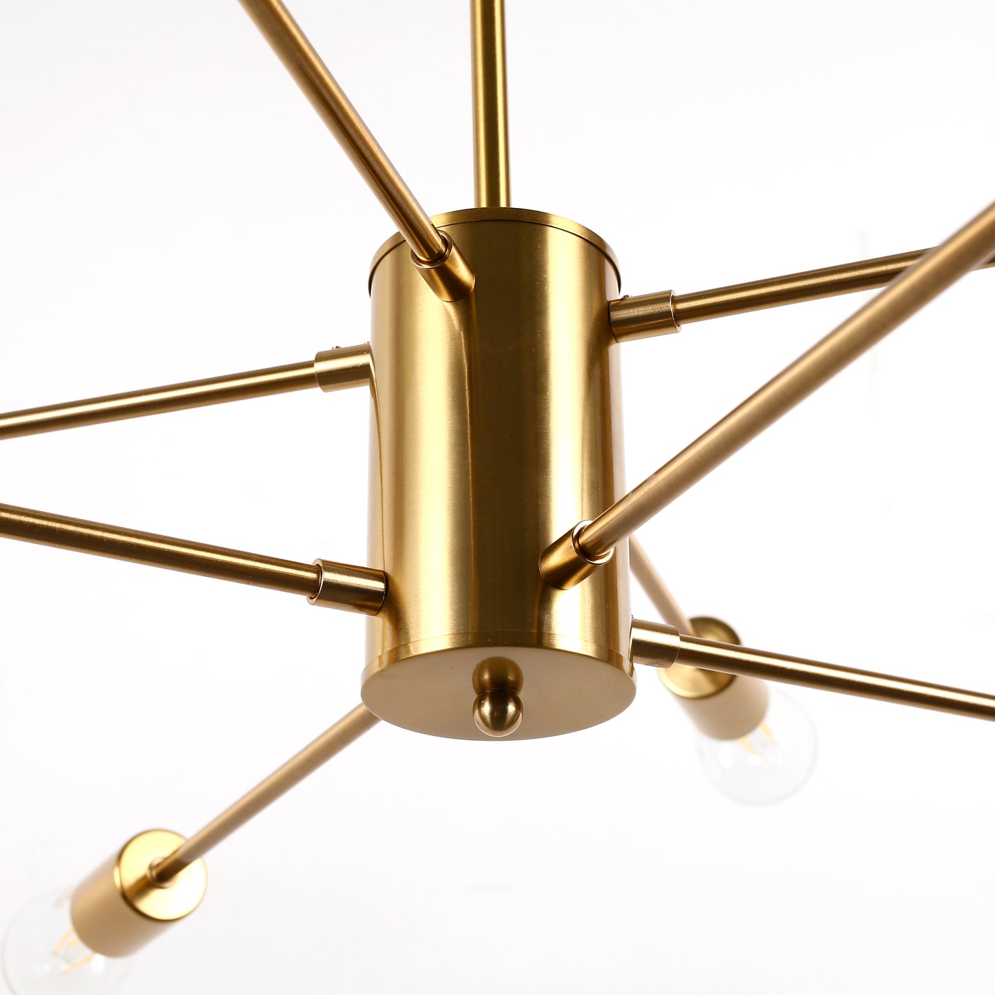 YANSUN 8-Light Industrial Chandelier, Brushed Brass Branch Ceiling Light Fixture E26 Vintage Farmhouse Lighting for Dining Room Living Room