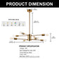 YANSUN 8-Light Industrial Chandelier, Brushed Brass Branch Ceiling Light Fixture E26 Vintage Farmhouse Lighting for Dining Room Living Room